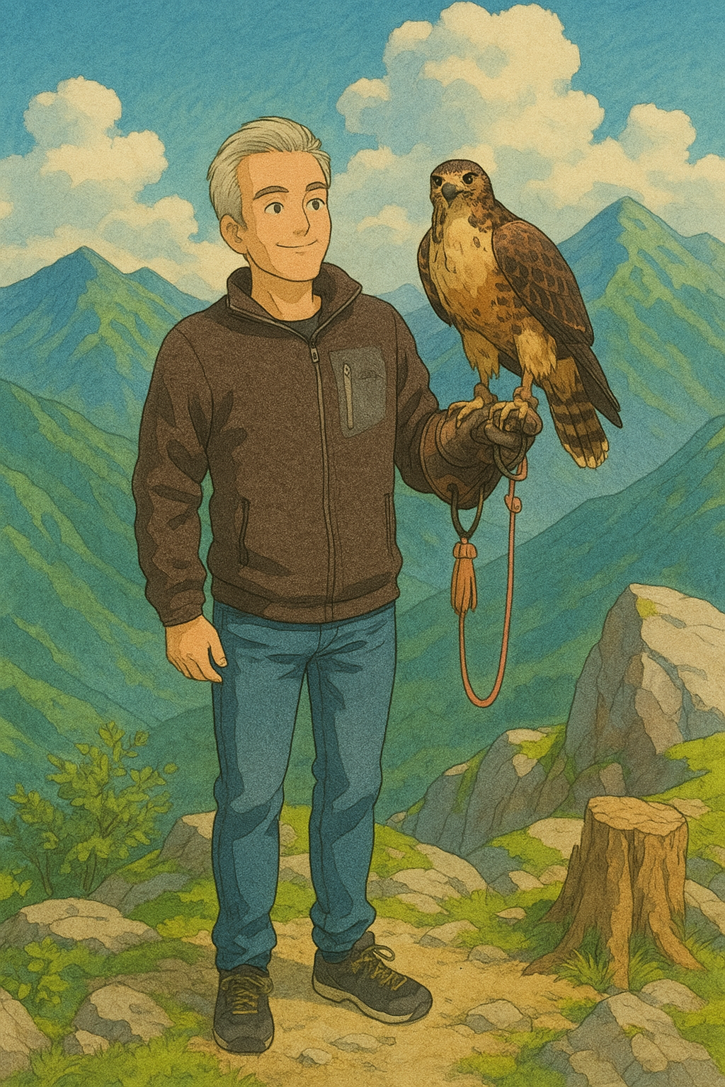 Ghibli Stil - Ich mit Greifvogel